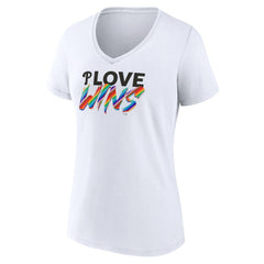 White Philadelphia Phillies Women's Love Wins V-Neck T-Shirt