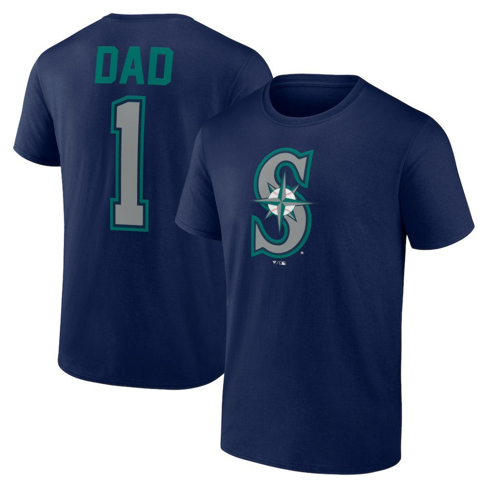 Navy Seattle Mariners Father's Day #1 Dad T-Shirt