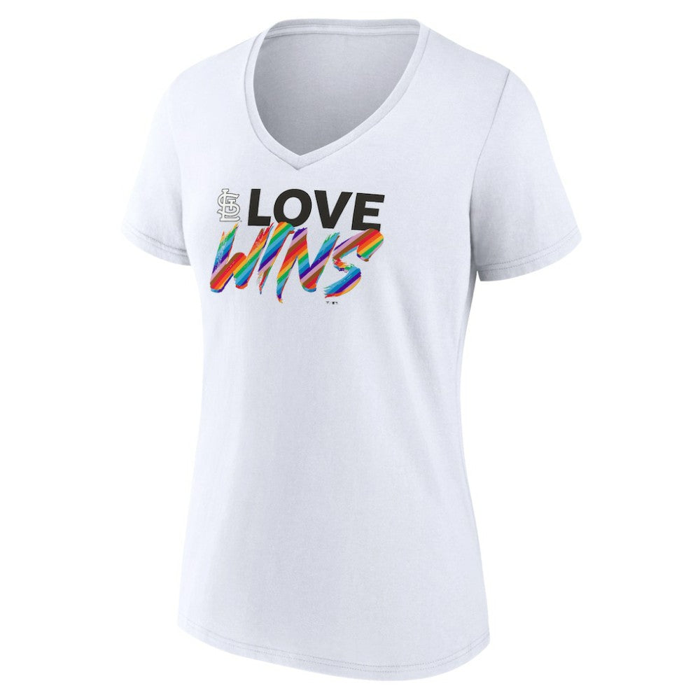 White St. Louis Cardinals Women's Love Wins V-Neck T-Shirt