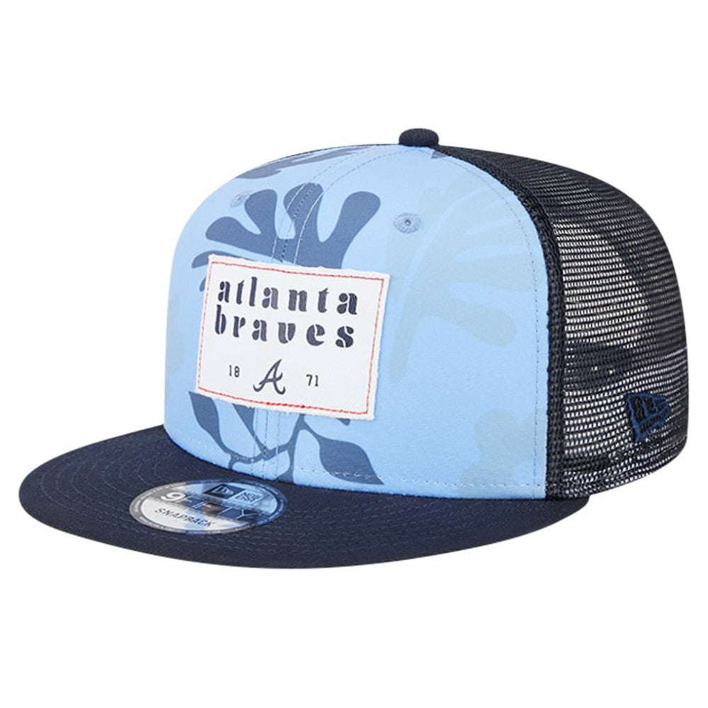 Navy Atlanta Braves New Era Bikini Bottom Trucker 9FIFTY Snapback Hat