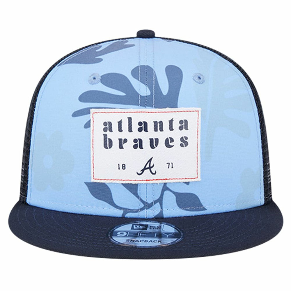 Navy Atlanta Braves New Era Bikini Bottom Trucker 9FIFTY Snapback Hat