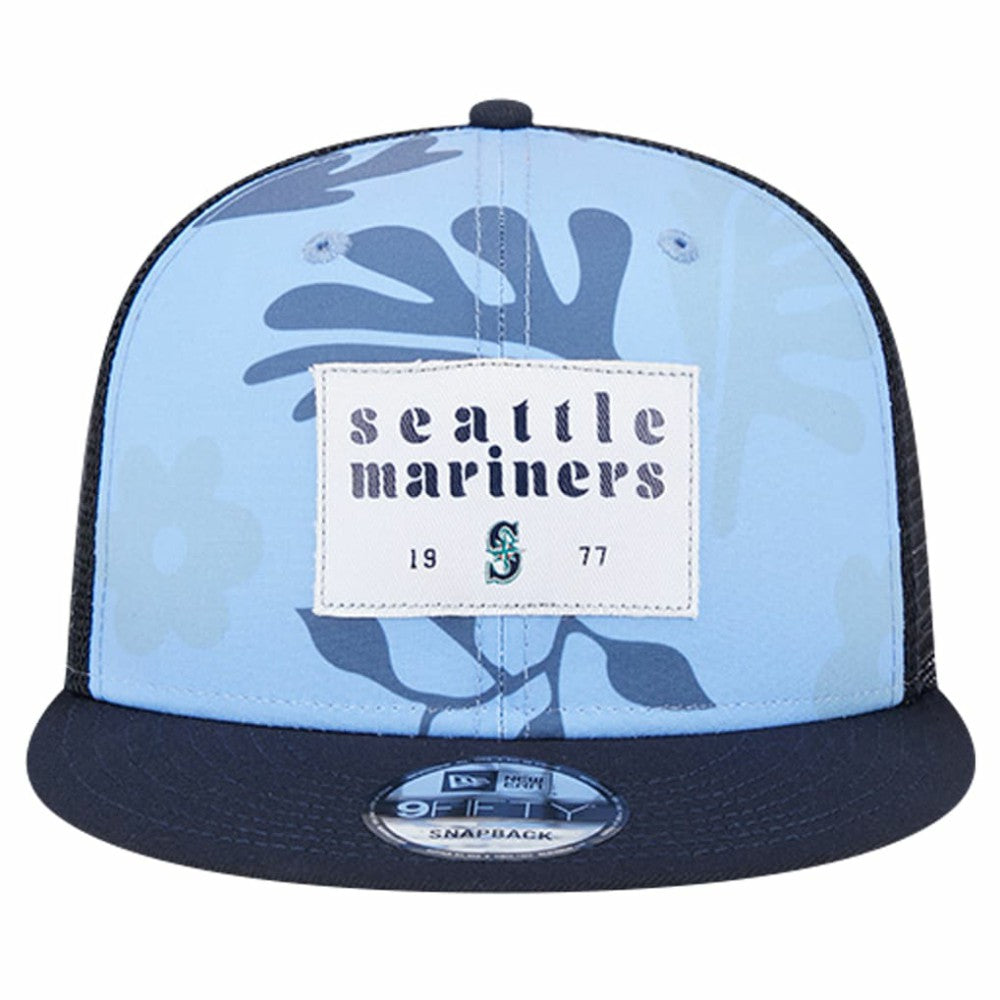 Navy Seattle Mariners New Era Bikini Bottom Trucker 9FIFTY Snapback Hat