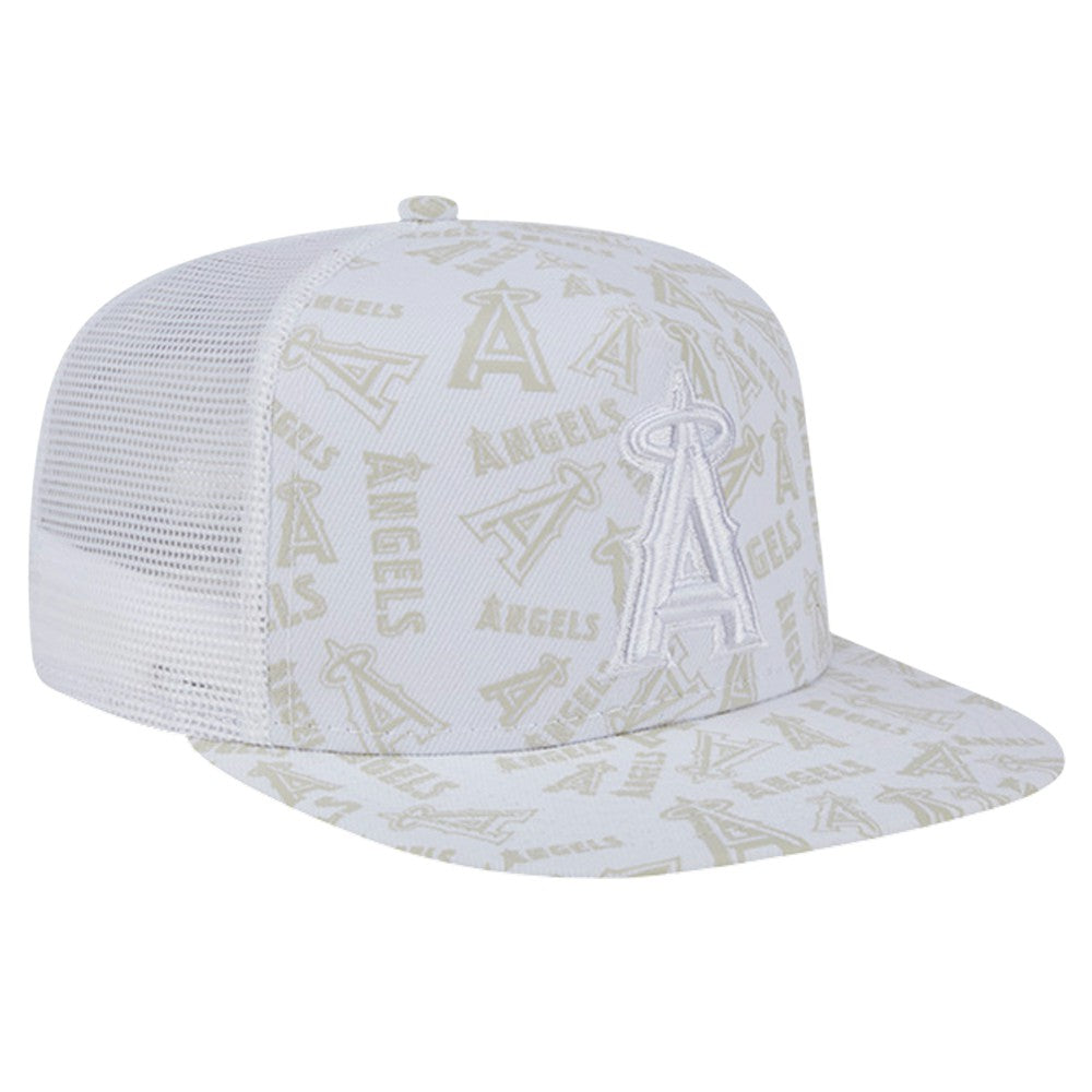White Los Angeles Angels New Era Logo Dunes A-Frame Trucker 9FIFTY Snapback Hat