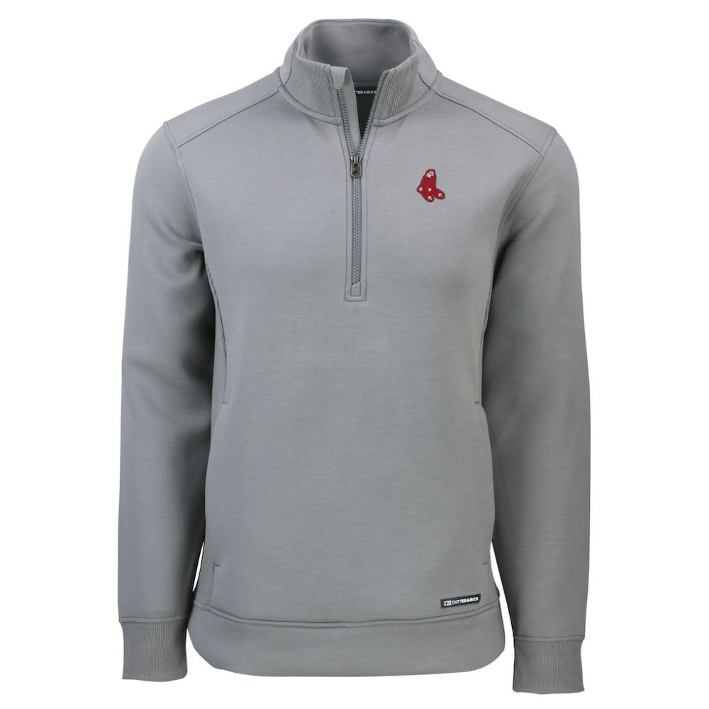 Gray Boston Red Sox Cutter & Buck Cooperstown Collection Roam Eco Recycled Quarter-Zip Pullover