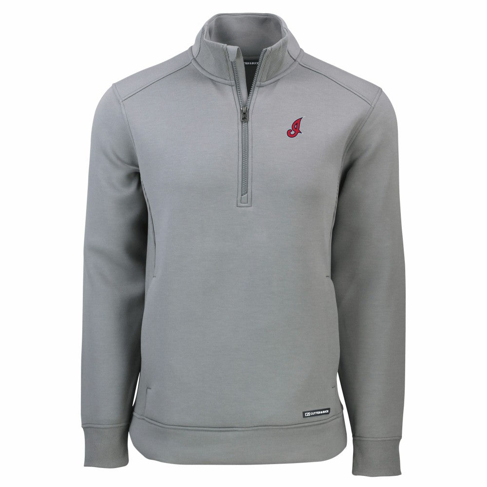 Gray Cleveland Guardians Cutter & Buck Cooperstown Collection Roam Eco Recycled Quarter-Zip Pullover