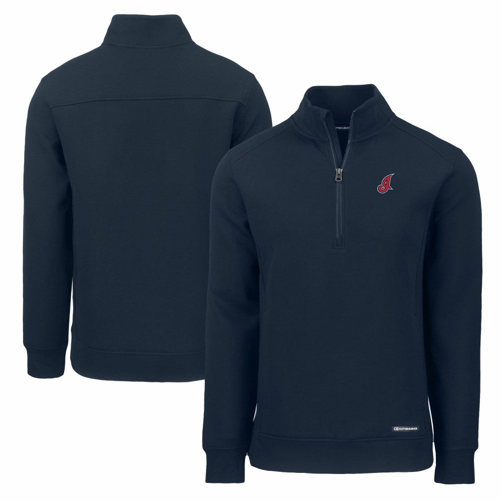 Navy Cleveland Guardians Cutter & Buck Cooperstown Collection Roam Eco Recycled Quarter-Zip Pullover