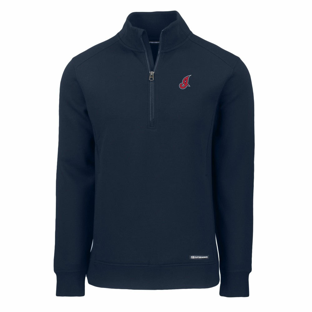 Navy Cleveland Guardians Cutter & Buck Cooperstown Collection Roam Eco Recycled Quarter-Zip Pullover