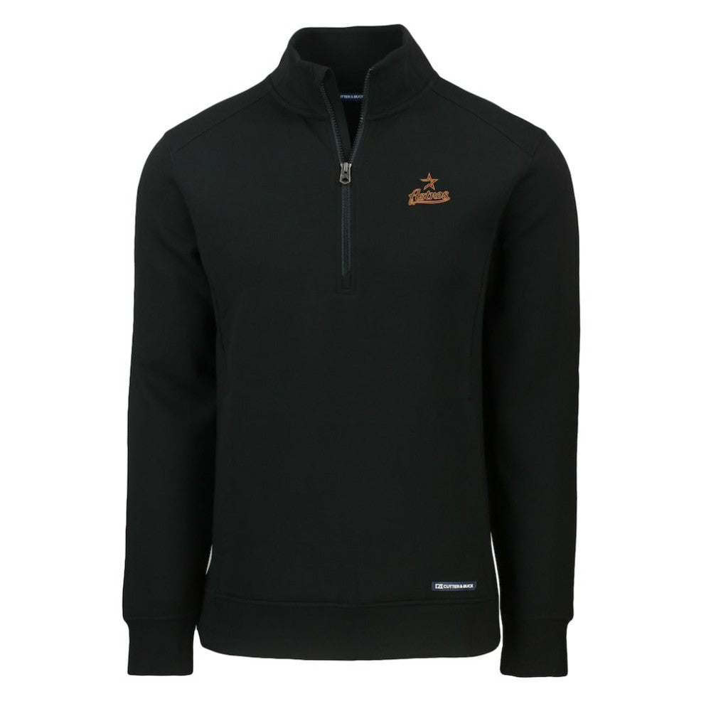 Black Houston Astros Cutter & Buck Cooperstown Collection Roam Eco Recycled Quarter-Zip Pullover