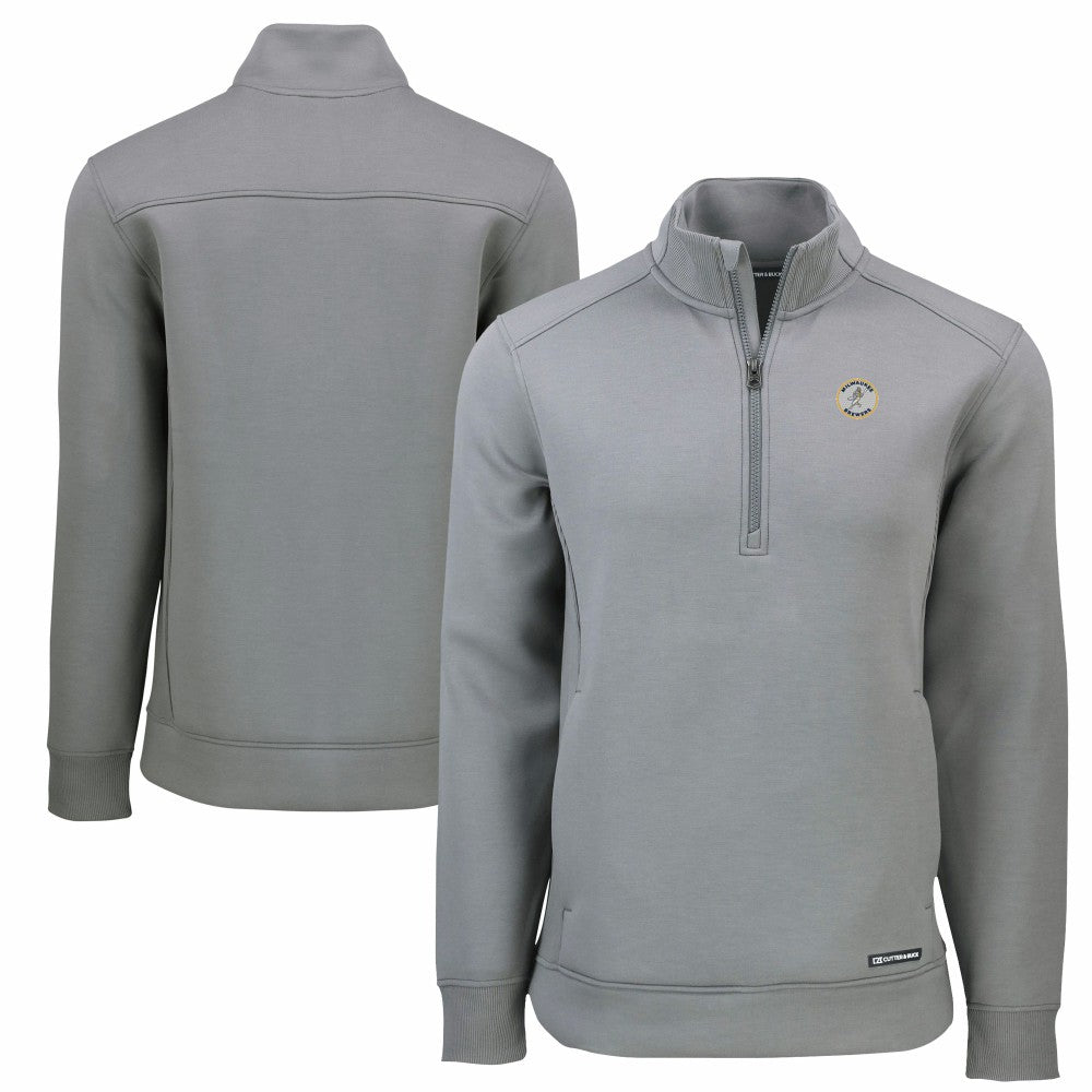 Gray Milwaukee Brewers Cutter & Buck Cooperstown Collection Roam Eco Recycled Quarter-Zip Pullover