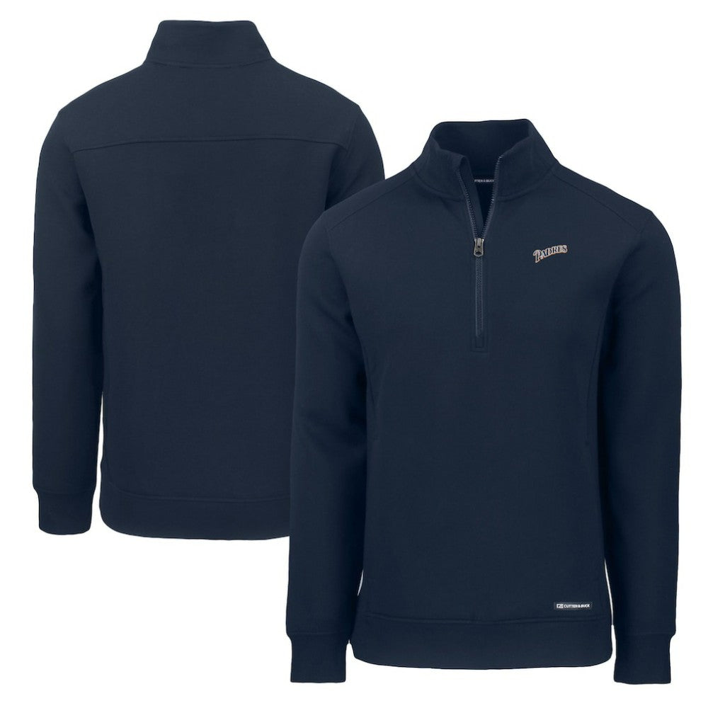 Navy San Diego Padres Cutter & Buck Cooperstown Collection Roam Eco Recycled Quarter-Zip Pullover