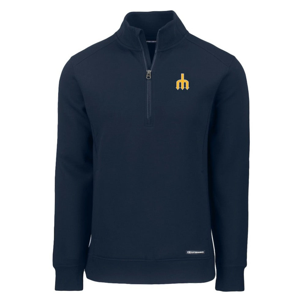 Navy Seattle Mariners Cutter & Buck Cooperstown Collection Roam Eco Recycled Quarter-Zip Pullover