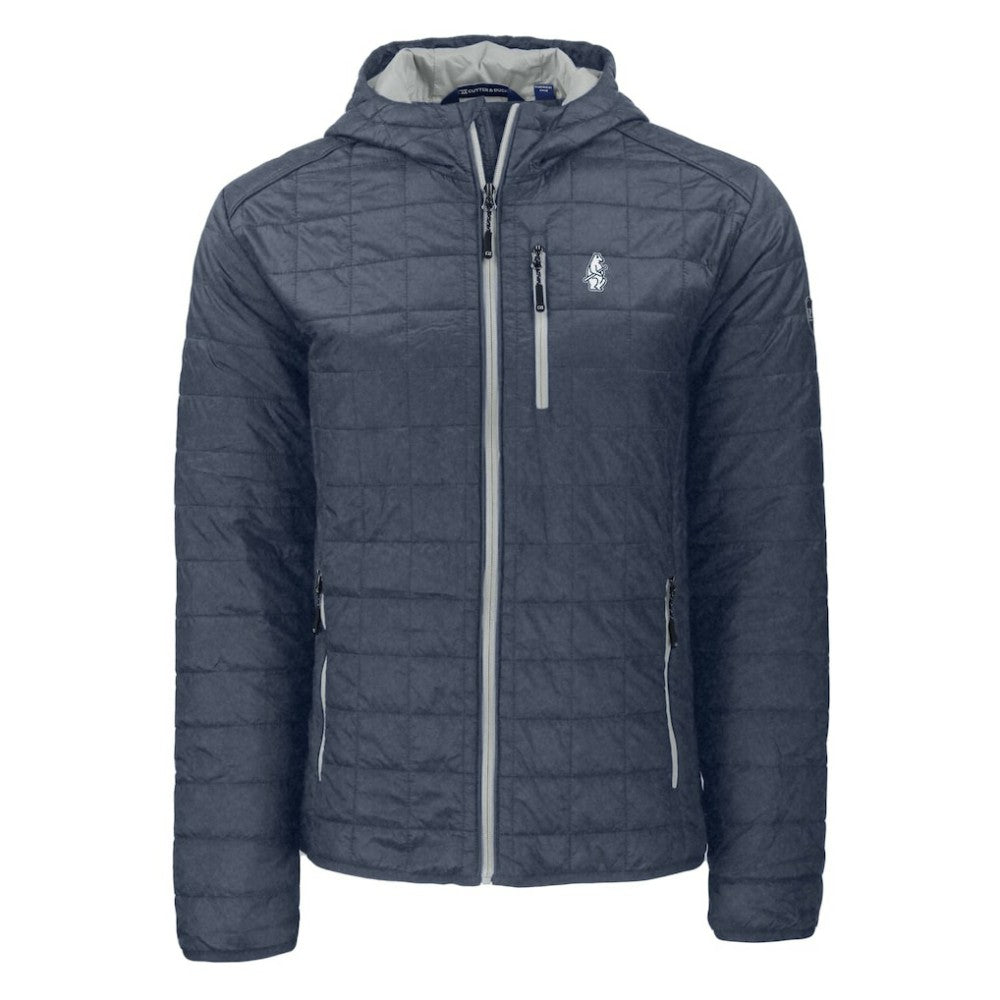 Anthracite Chicago Cubs Cutter & Buck Cooperstown Collection Rainier Primaloft Eco Full-Zip Hooded Jacket