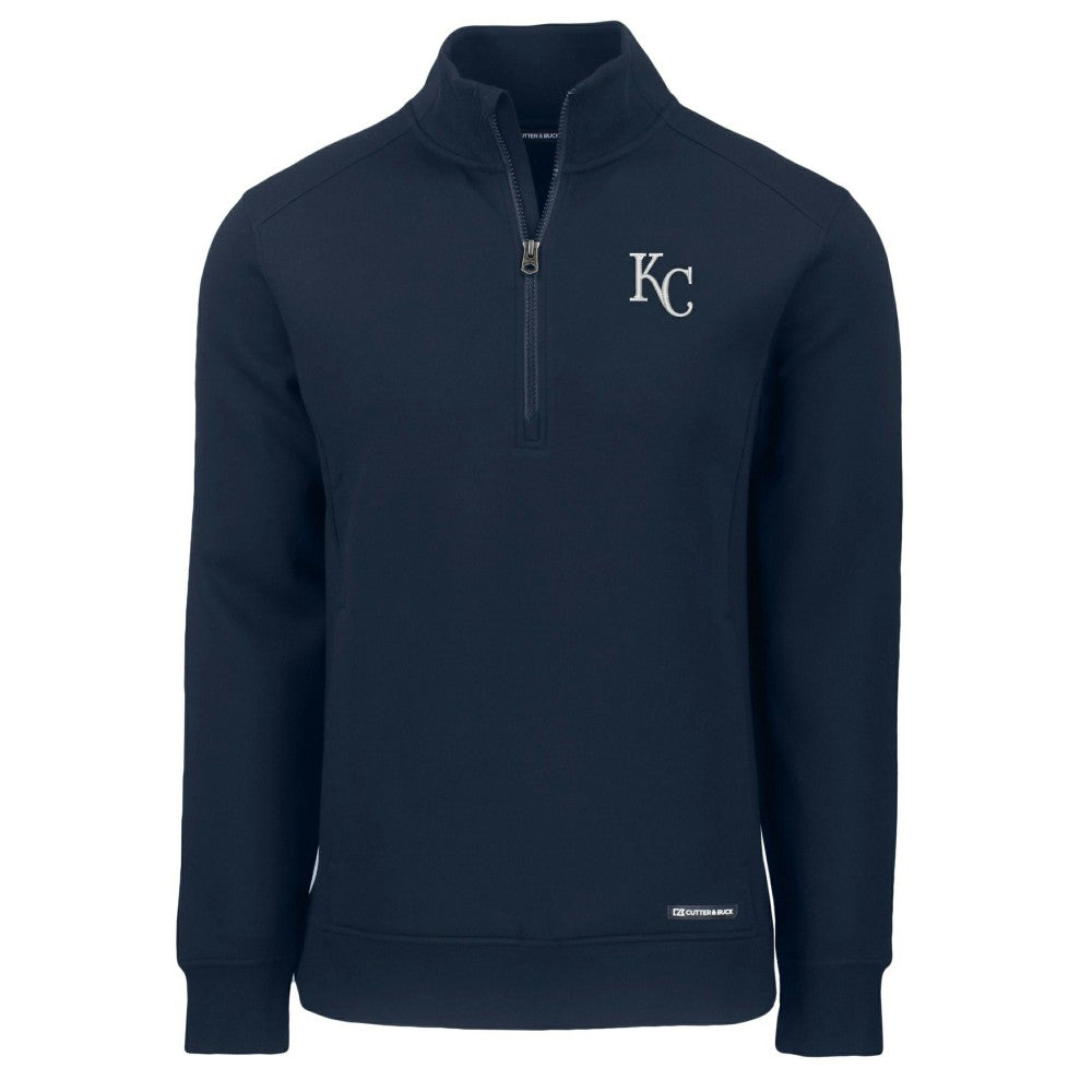 Navy Kansas City Royals Cutter & Buck Roam Eco Recycled Quarter-Zip Pullover