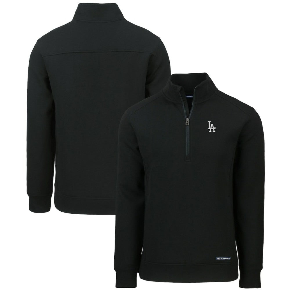 Black Los Angeles Dodgers Cutter & Buck Roam Eco Recycled Quarter-Zip Pullover