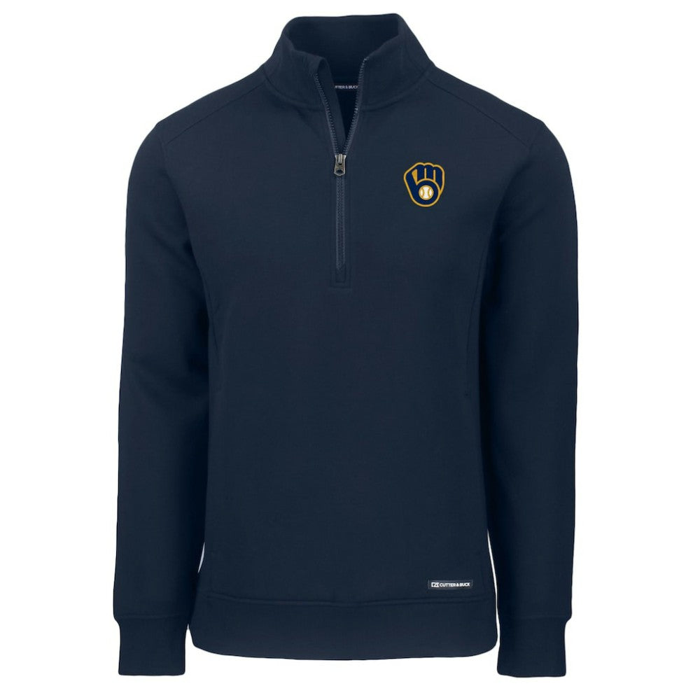 Navy Milwaukee Brewers Cutter & Buck Roam Eco Recycled Quarter-Zip Pullover