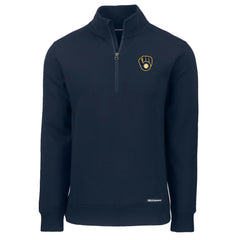 Navy Milwaukee Brewers Cutter & Buck Roam Eco Recycled Quarter-Zip Pullover
