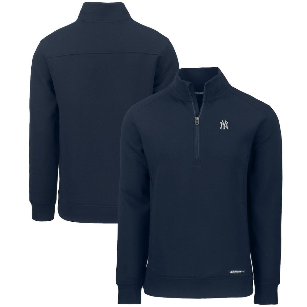 Navy New York Yankees Cutter & Buck Roam Eco Recycled Quarter-Zip Pullover