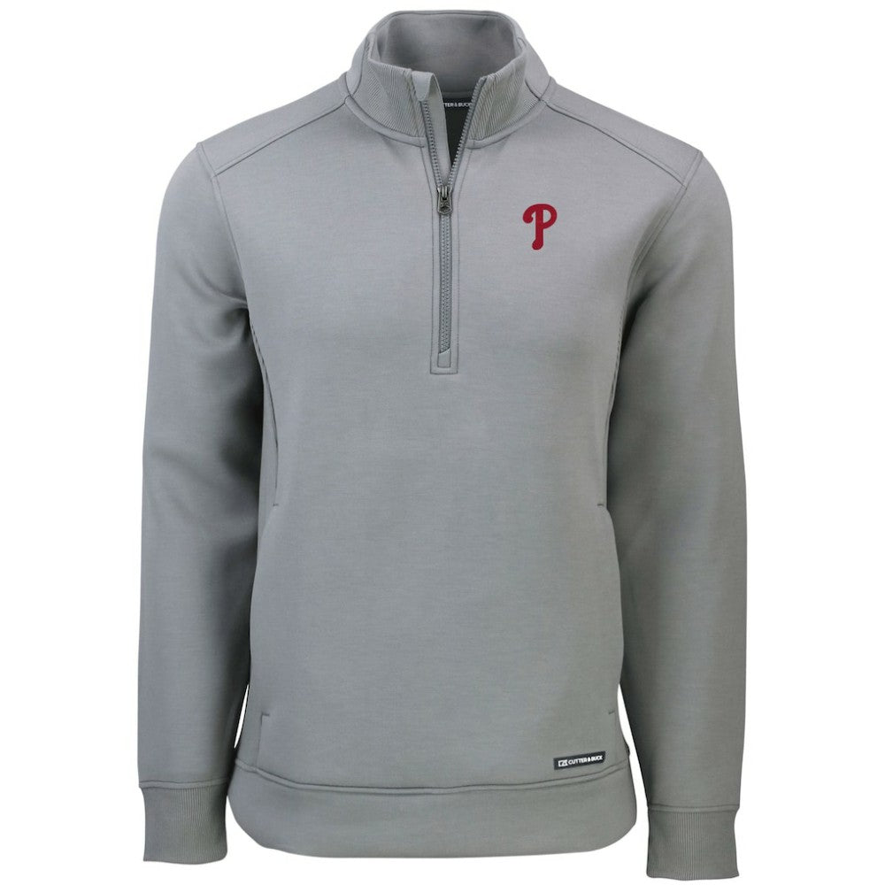 Gray Philadelphia Phillies Cutter & Buck Roam Eco Recycled Quarter-Zip Pullover