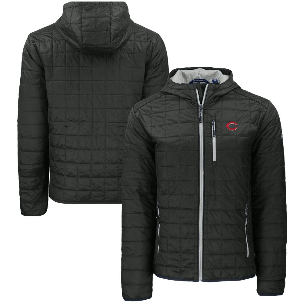 Black Cincinnati Reds Cutter & Buck Rainier Primaloft Eco Full-Zip Hooded Jacket