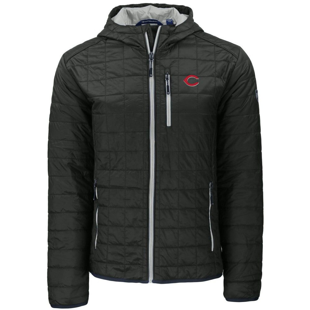 Black Cincinnati Reds Cutter & Buck Rainier Primaloft Eco Full-Zip Hooded Jacket