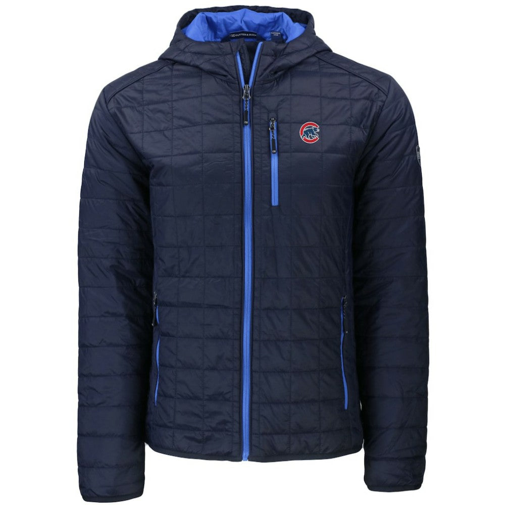 Navy Chicago Cubs Cutter & Buck Rainier Primaloft Eco Full-Zip Hooded Jacket