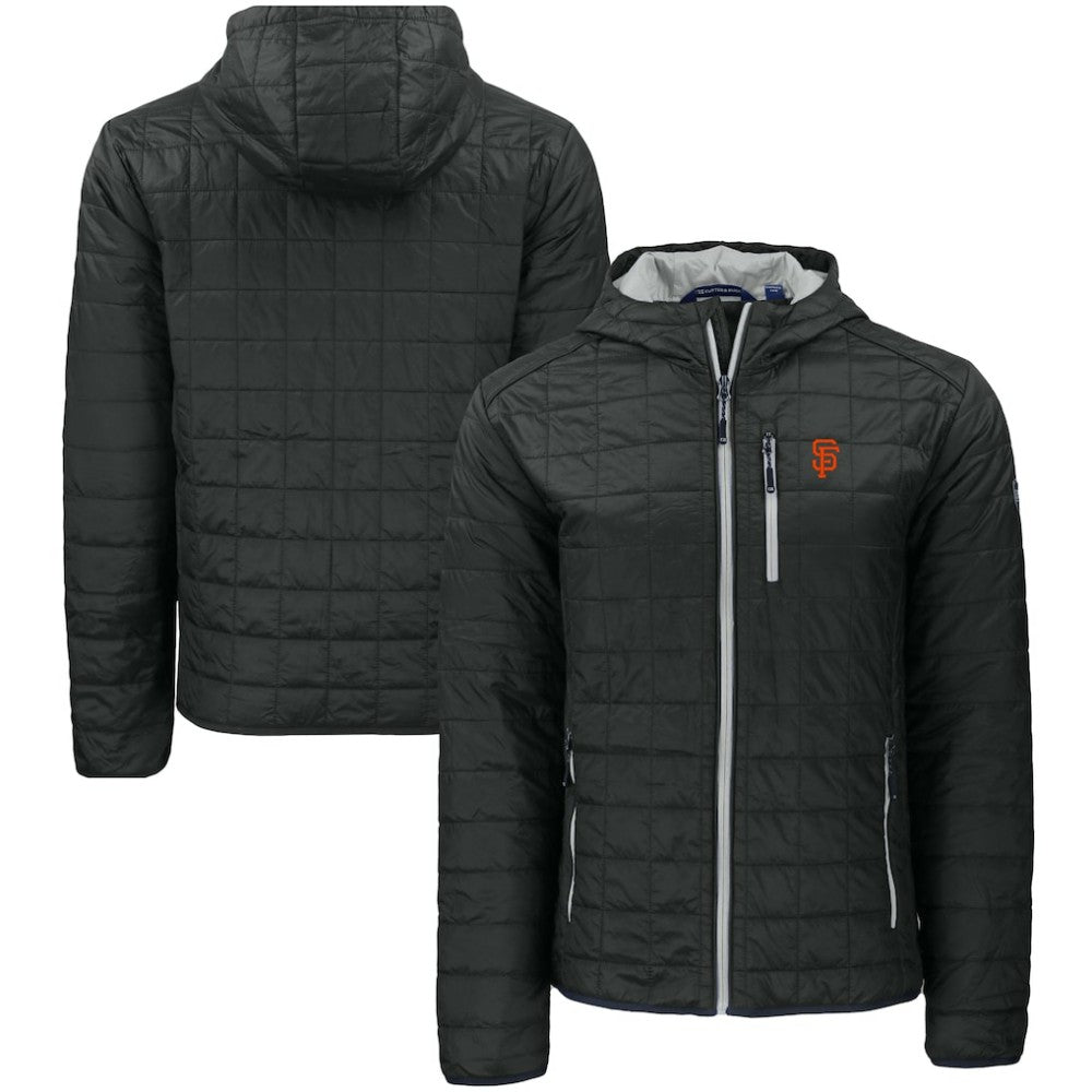 Black San Francisco Giants Cutter & Buck Rainier Primaloft Eco Full-Zip Hooded Jacket