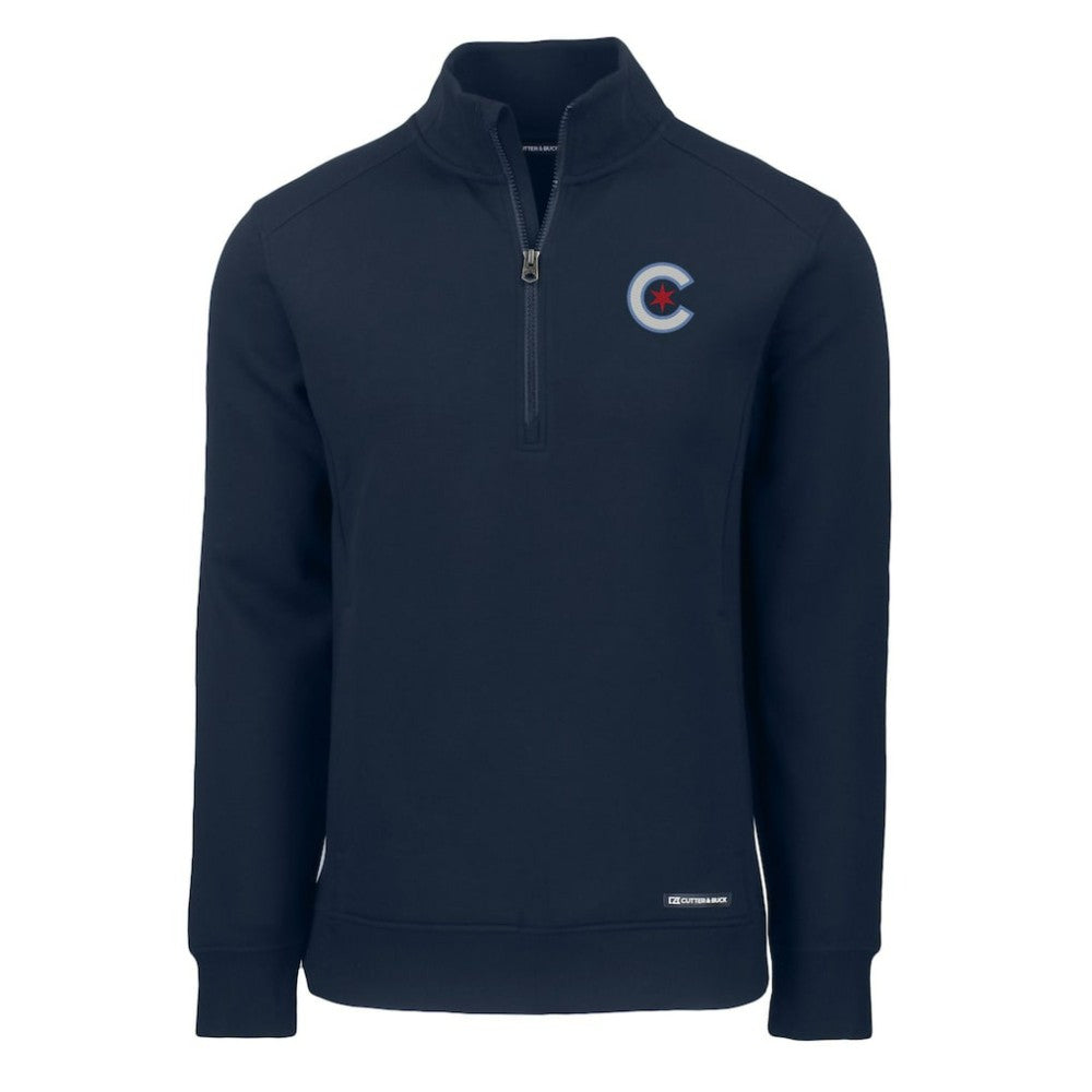 Navy Chicago Cubs Cutter & Buck City Connect Roam Eco Recycled Quarter-Zip Pullover