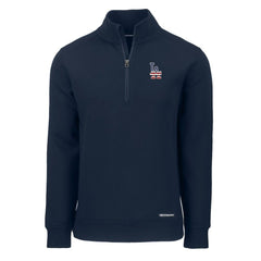 Navy Los Angeles Dodgers Cutter & Buck Americana Roam Eco Recycled Quarter-Zip Sweatshirt