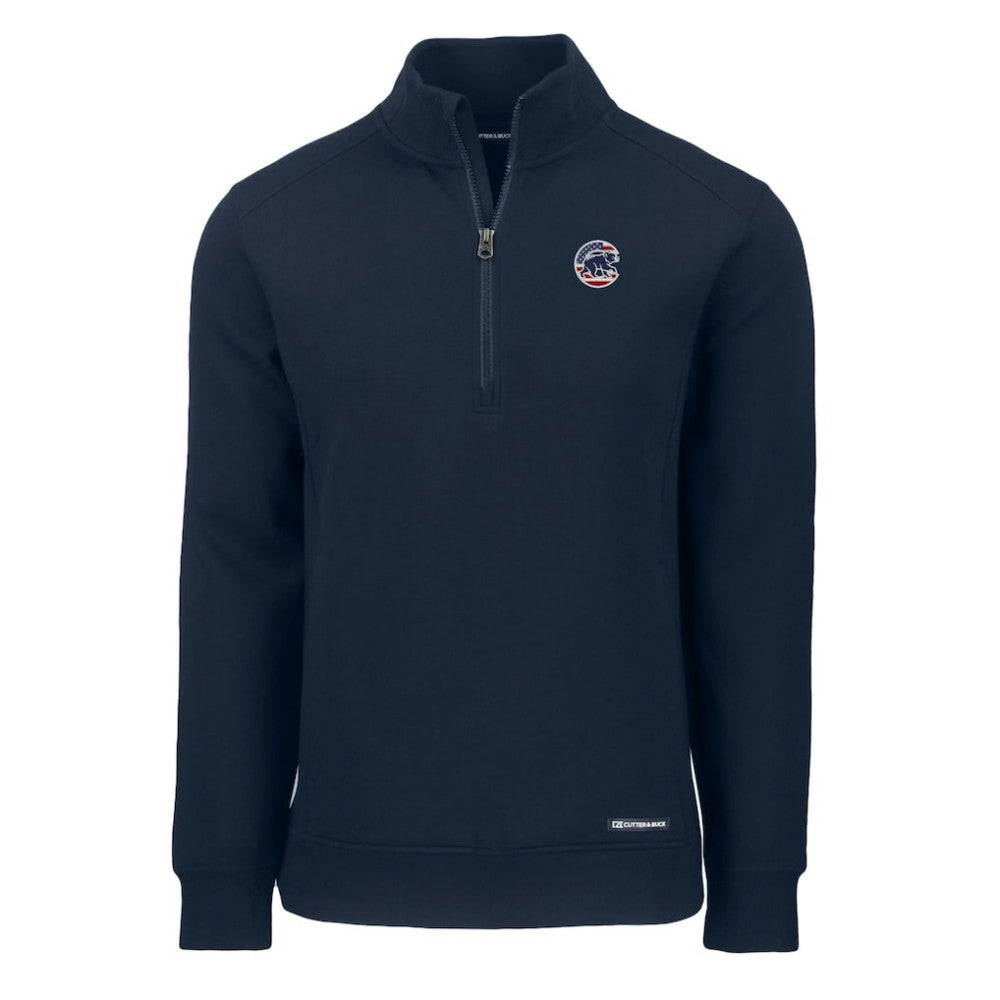 Navy Chicago Cubs Cutter & Buck Americana Roam Eco Recycled Quarter-Zip Sweatshirt