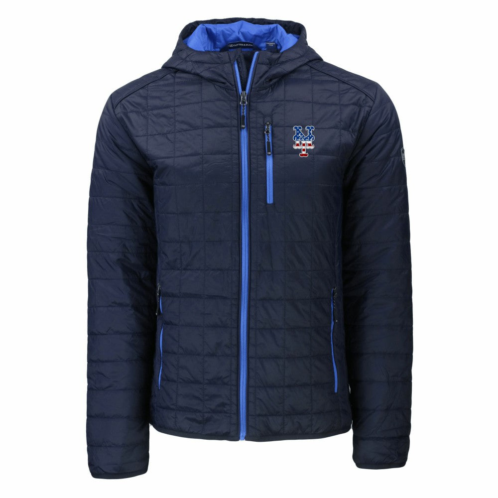 Navy New York Mets Cutter & Buck Americana Rainier Primaloft Eco Full-Zip Hooded Jacket