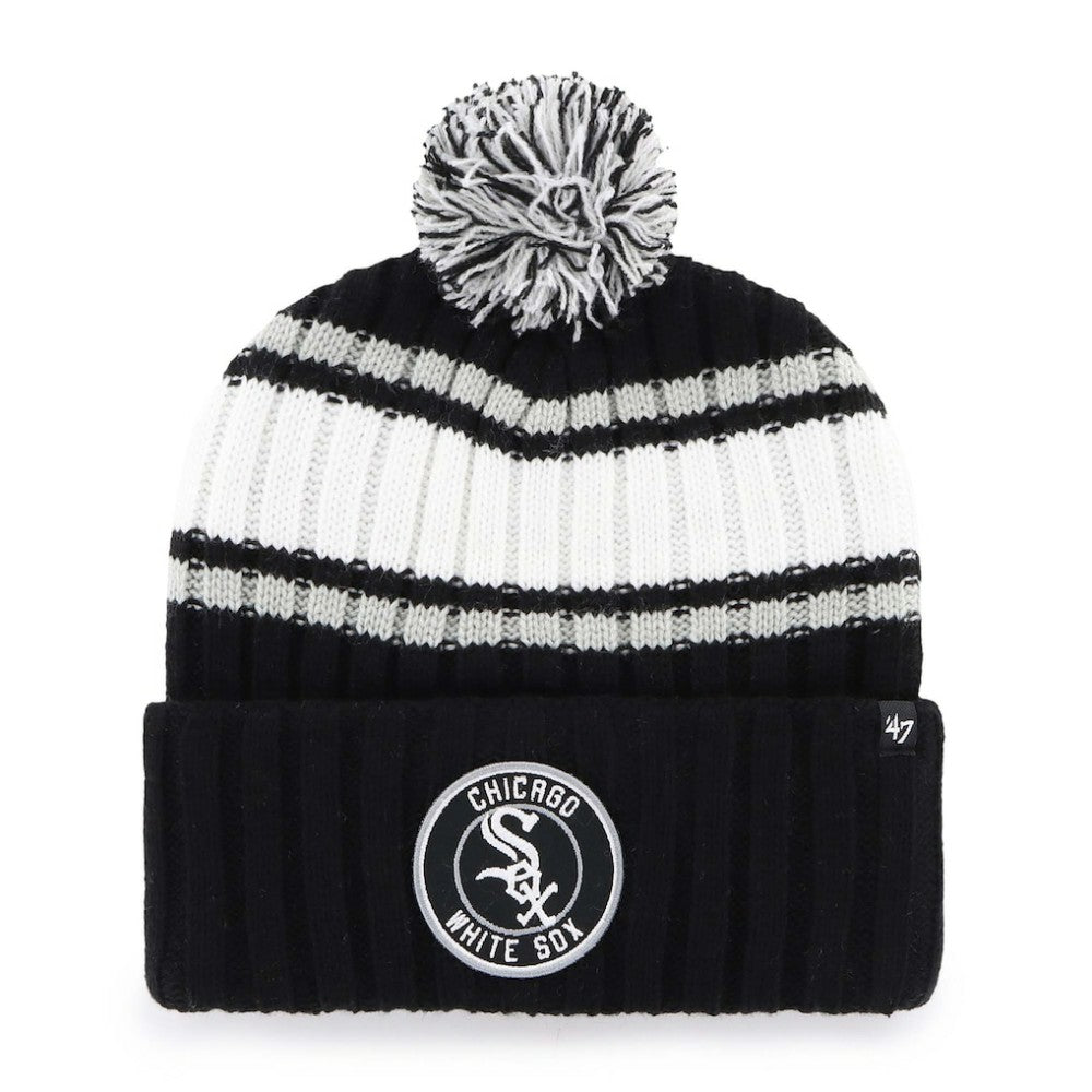 Black Chicago White Sox '47 Plateau Cuffed Knit Hat with Pom