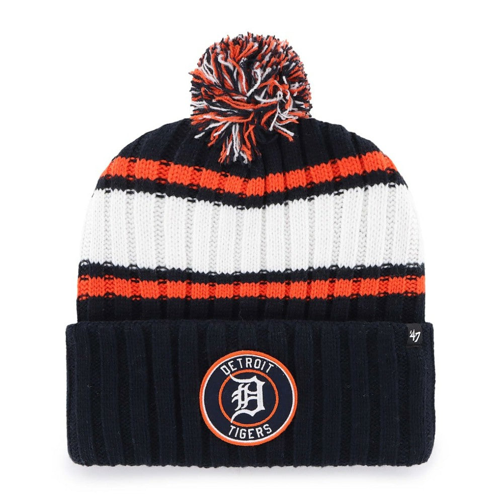 Navy Detroit Tigers '47 Plateau Cuffed Knit Hat with Pom
