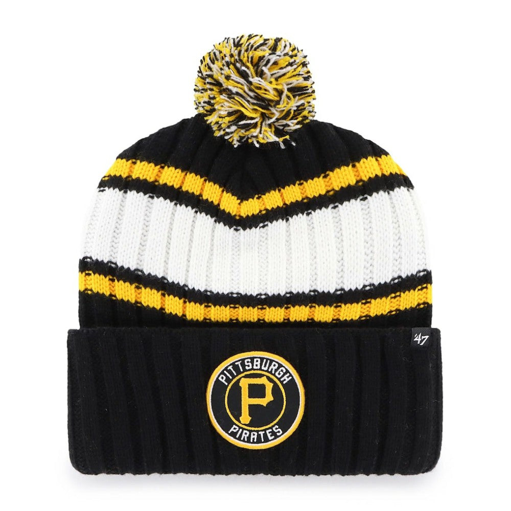 Black Pittsburgh Pirates '47 Plateau Cuffed Knit Hat with Pom