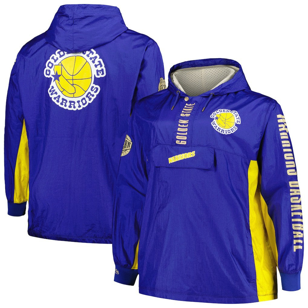 Mitchell & Ness Golden State Warriors Big & Tall Hardwood Classics Team OG 2.0 Anorak Hoodie Quarter-Zip Windbreaker Jacket sale
