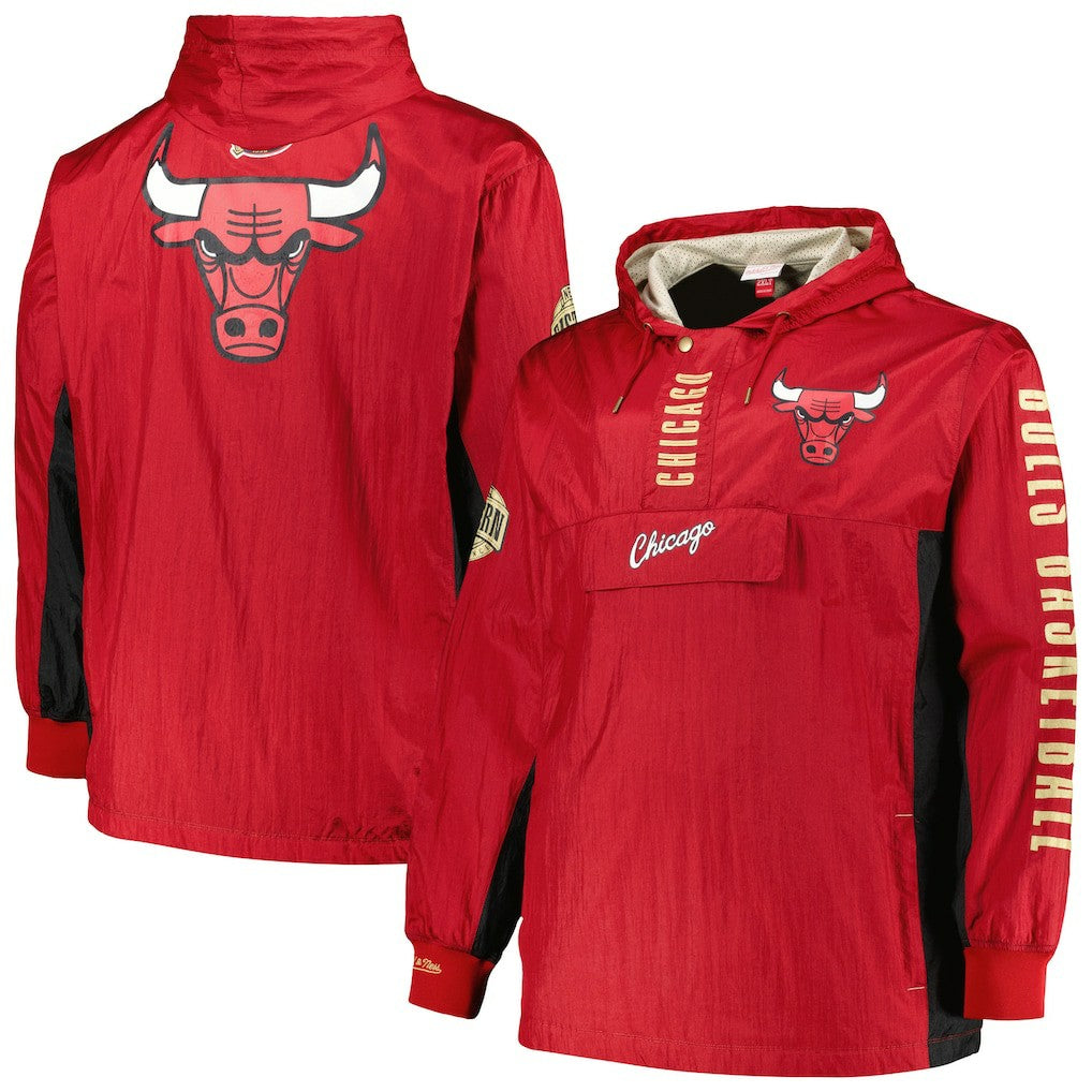 Mitchell & Ness Chicago Bulls Big & Tall Hardwood Classics Team OG 2.0 Anorak Hoodie Quarter-Zip Windbreaker Jacket