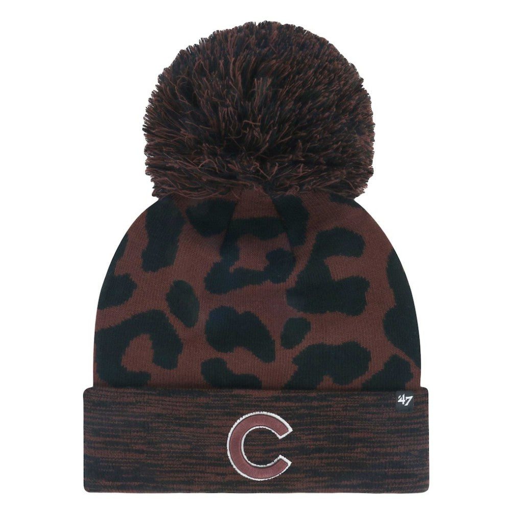 Brown Chicago Cubs '47 Women's Rosette Cuffed Knit Hat with Pom