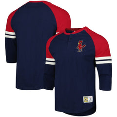 Navy St. Louis Cardinals Mitchell & Ness Cooperstown Collection Legendary Raglan Slub Henley Three-Quarter Sleeve T-Shirt