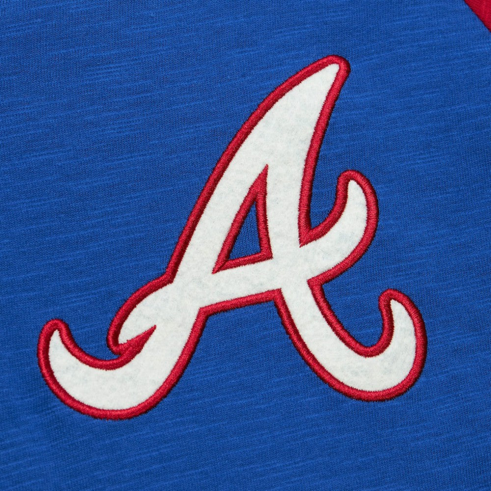 Royal Atlanta Braves Mitchell & Ness Cooperstown Collection Legendary Raglan Slub Henley 3/4-Sleeve T-Shirt