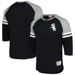 Black Chicago White Sox Mitchell & Ness Cooperstown Collection Legendary Raglan Slub Henley 3/4-Sleeve T-Shirt