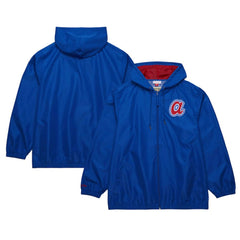 Royal Atlanta Braves Mitchell & Ness Cooperstown Collection Vintage Logo Full-Zip Hoodie Windbreaker Jacket