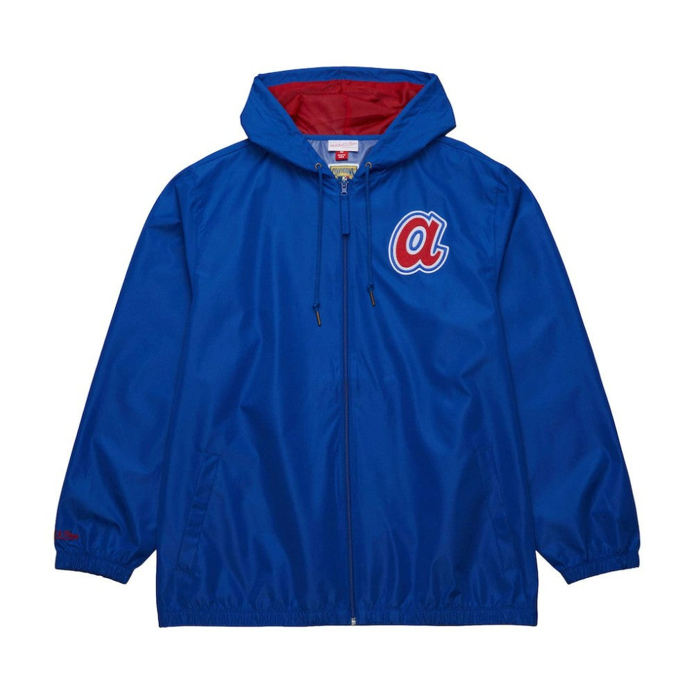 Royal Atlanta Braves Mitchell & Ness Cooperstown Collection Vintage Logo Full-Zip Hoodie Windbreaker Jacket