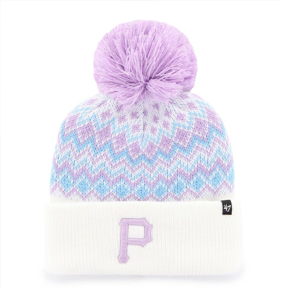 White Pittsburgh Pirates '47 Girls Youth Elsa Cuffed Knit Hat with Pom
