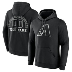 Black Arizona Diamondbacks Monochrome Personalized Name & Number Pullover Hoodie