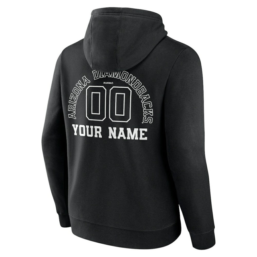 Black Arizona Diamondbacks Monochrome Personalized Name & Number Pullover Hoodie
