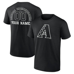 Black Arizona Diamondbacks Monochrome Personalized Name & Number T-Shirt