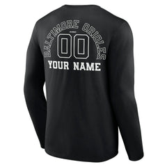 Black Baltimore Orioles Monochrome Personalized Name & Number Long Sleeve T-Shirt