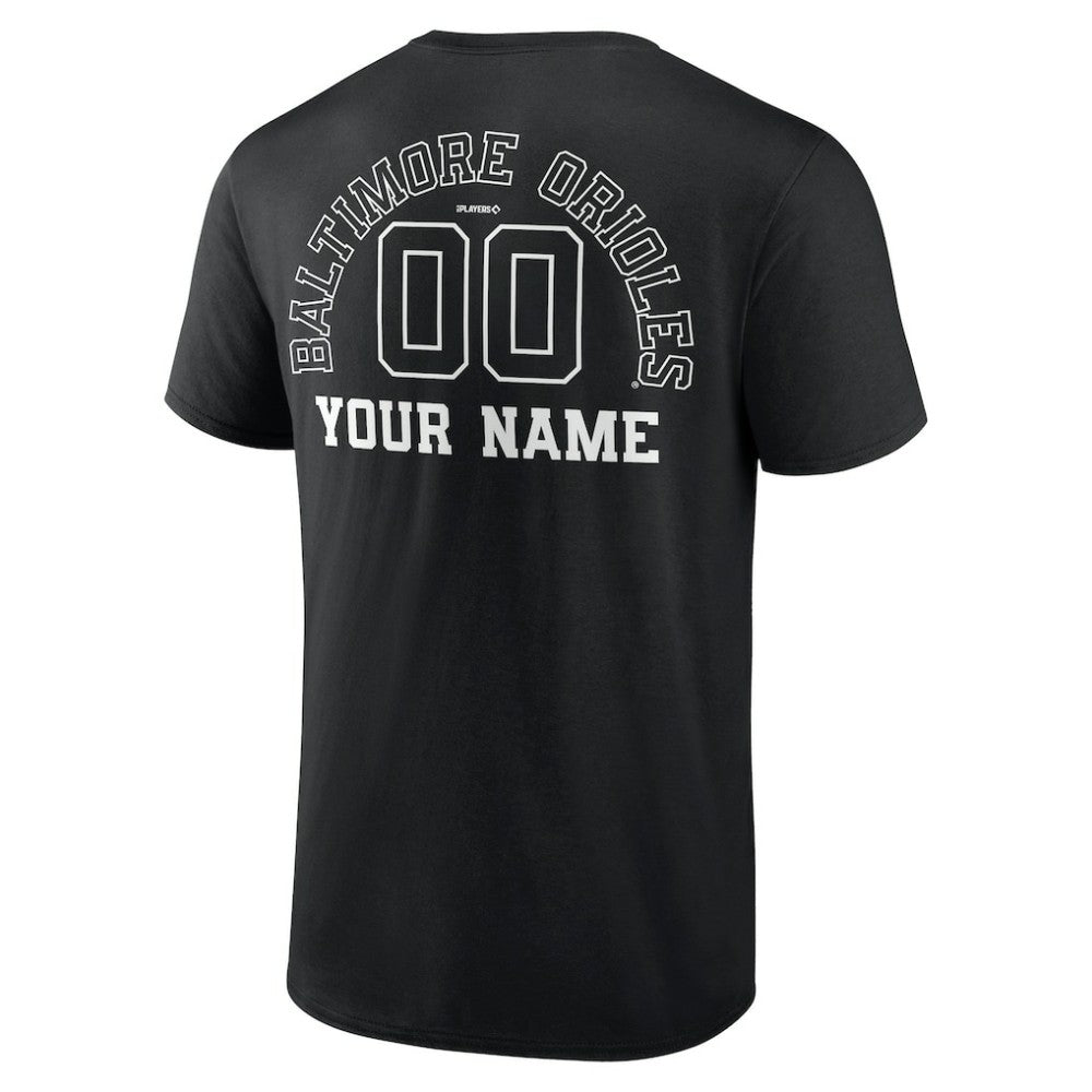 Black Baltimore Orioles Monochrome Personalized Name & Number T-Shirt