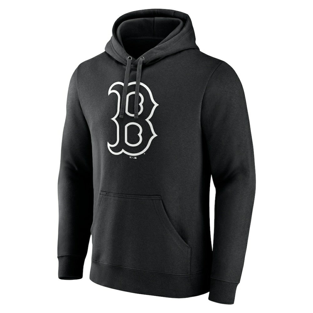 Black Boston Red Sox Monochrome Personalized Name & Number Pullover Hoodie