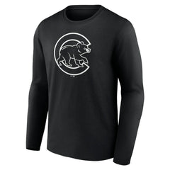 Black Chicago Cubs Monochrome Personalized Name & Number Long Sleeve T-Shirt