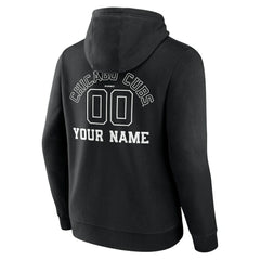 Black Chicago Cubs Monochrome Personalized Name & Number Pullover Hoodie